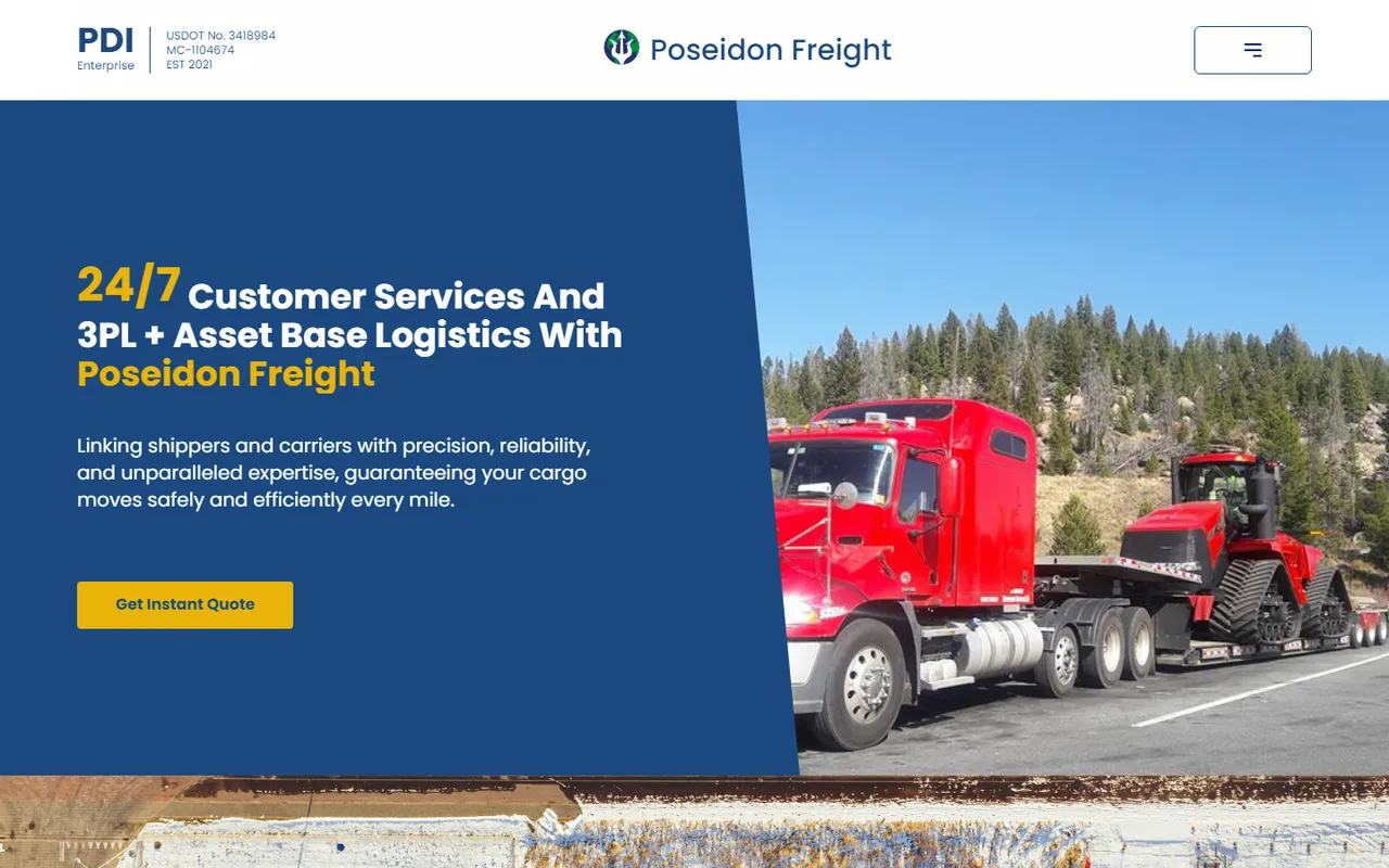 Home page of the Poseidon Freight platform