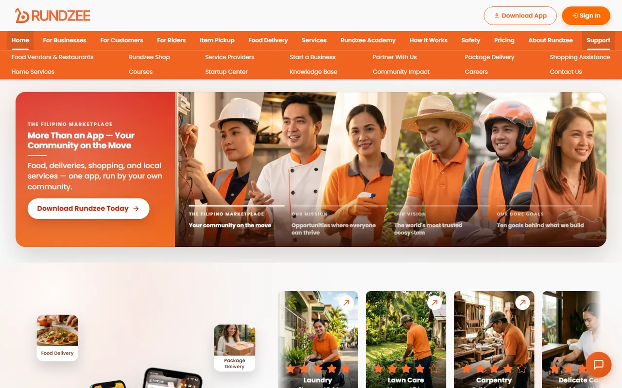 Home page of rundzee.ph